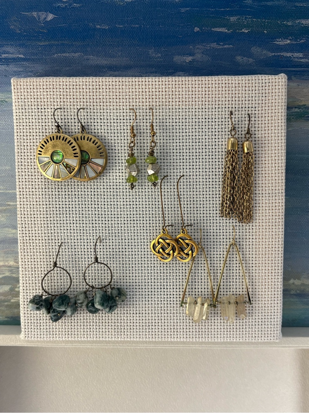 6-Pair Earring Lot – Natural Gemstone Dangle Earrings
